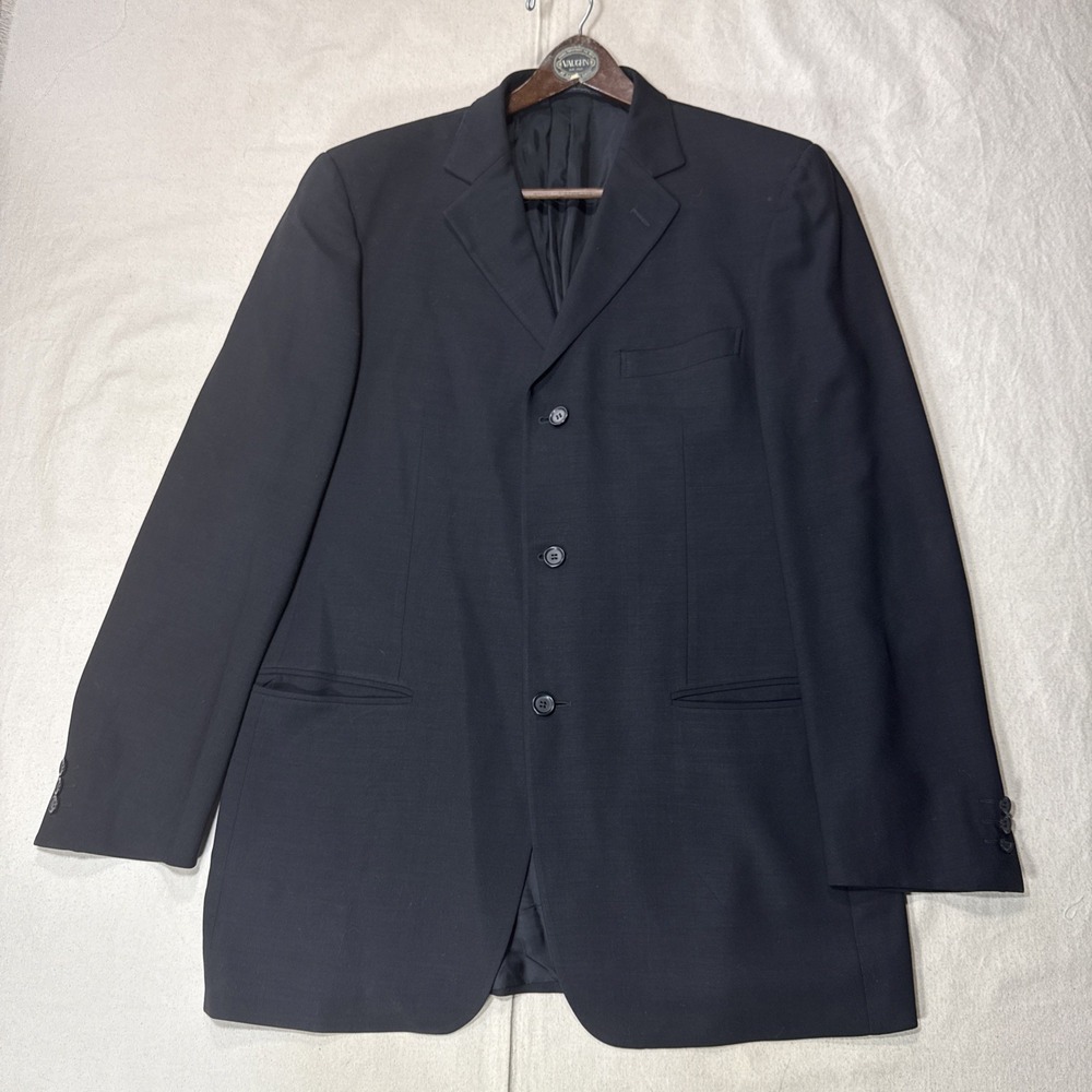 Ermenegildo Zegna Soft 3 Button Silk Blend Black Blazer 54L EU|44L US Textured